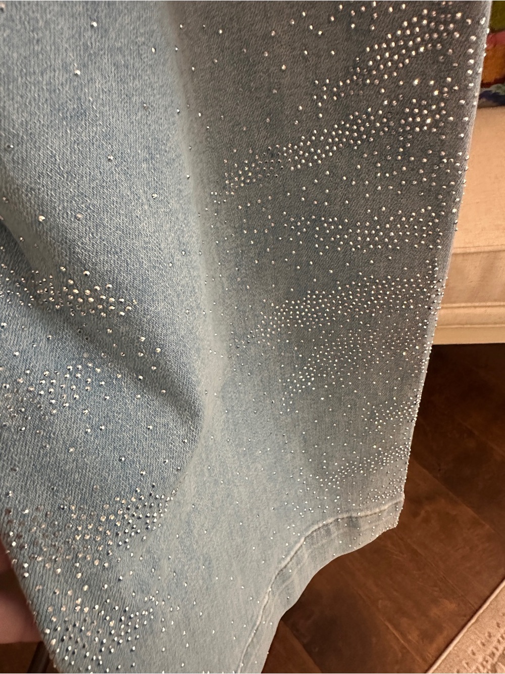 Anthropologie Maeve Colette Light Blue Wide-Leg Jeans with Sparkle Detail - Picture 8 of 8